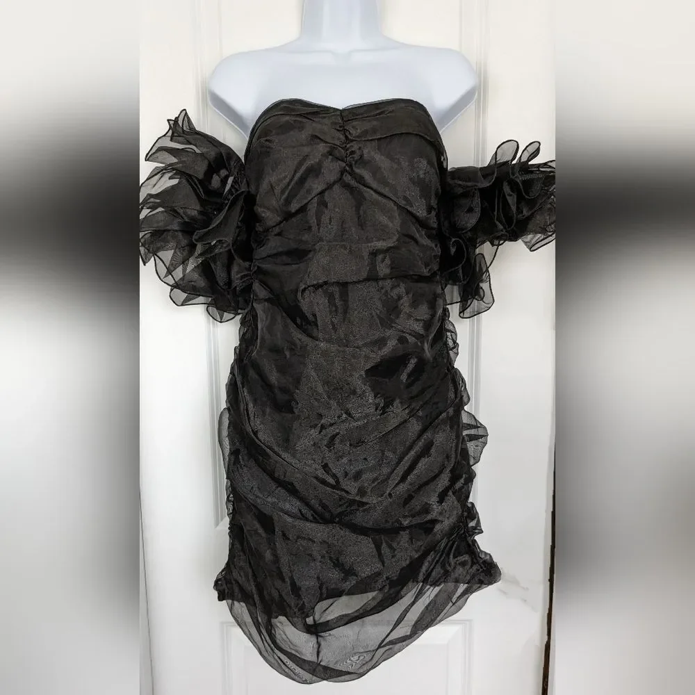 Shero New Formal Black Cocktail Mini Dress Size Large - Picture 2 of 5